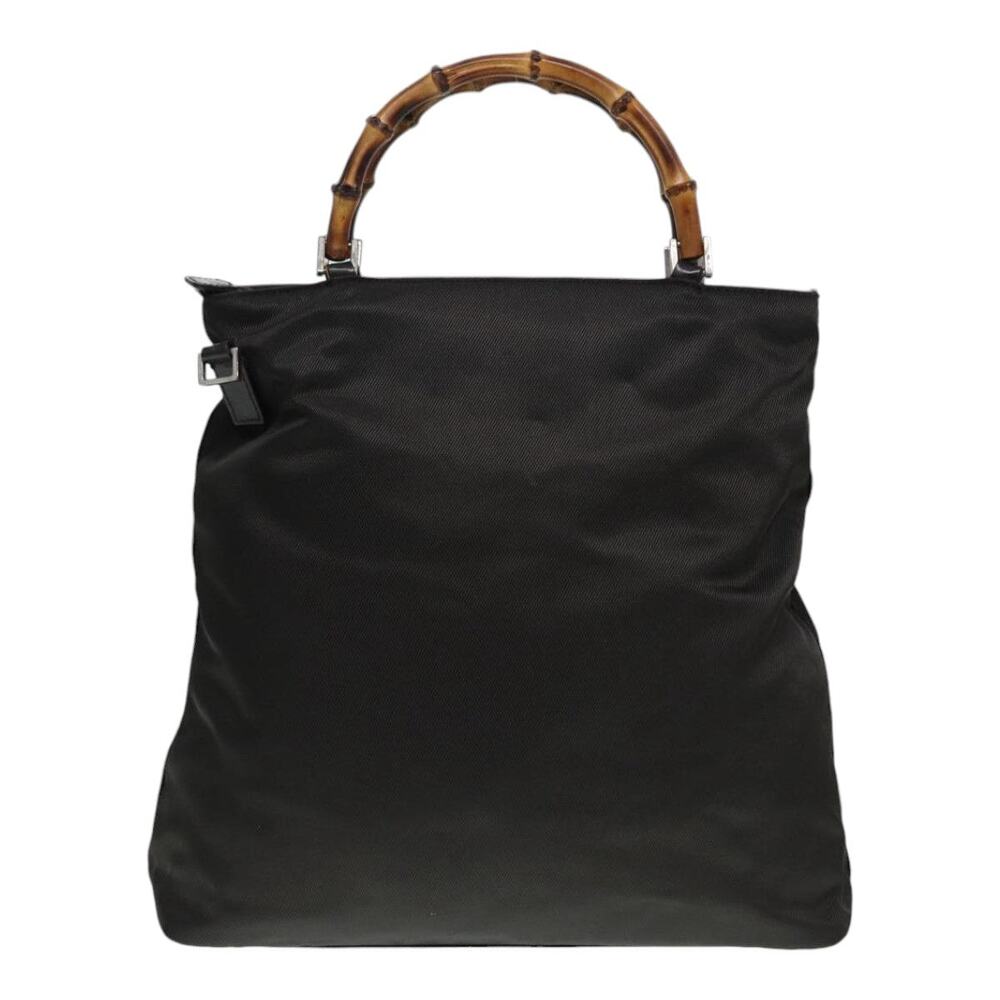 GUCCI Bamboo Handbag Nylon Khaki - Picture 3 of 13